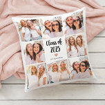 Cojín Decorativo Clase simple y de Moda de Collage de fotos cardíac<br><div class="desc">Esta almohada de moda en blanco y negro contiene una cuadrícula con fotos con ocho de tus fotos personales, y una tipografía moderna y de moda que dice "clase del 2023". También hay un pequeño y elegante corazón con un falso aspecto de oro rosa. En la parte posterior, puede agregar...</div>