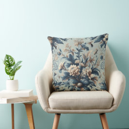 Cojín Decorativo Clásica atmósfera floral azul vintage elegante 2