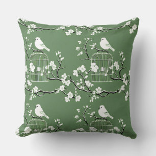 Cojín Decorativo Clásica Chino Verde y Blanco