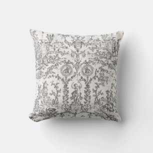 Cojín Decorativo Clásica Elegante Vintage Negro Blanco País Toile