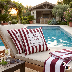 Cojín Decorativo Clásica franja de cabana en Burgundy personalizada