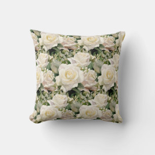 Cojín Decorativo Clásicas Flores Blancas de Rosa
