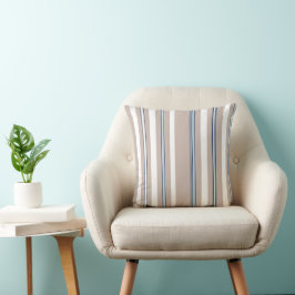 Cojín Decorativo Clásico a rayas beige, blanco y azul