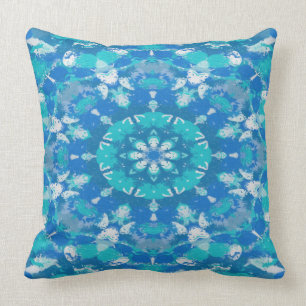 Cojín Decorativo Clásico copo de nieve azul turquesa