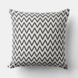 Cojín decorativo Clásico de Chevron Blanco y Negro