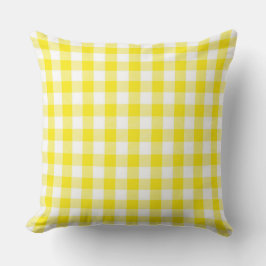 Cojín decorativo clásico de Gingham amarillo Dorad