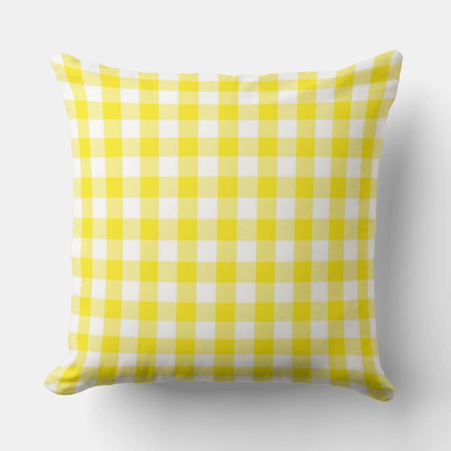 Cojín decorativo clásico de Gingham amarillo Dorad (Anverso)