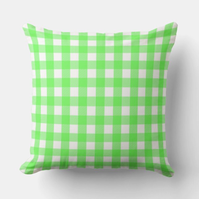 Cojín decorativo clásico de Gingham verde brillant (Anverso)