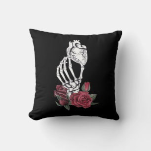 Cojín Decorativo Clásico de Mano del Corazón del Skeleton