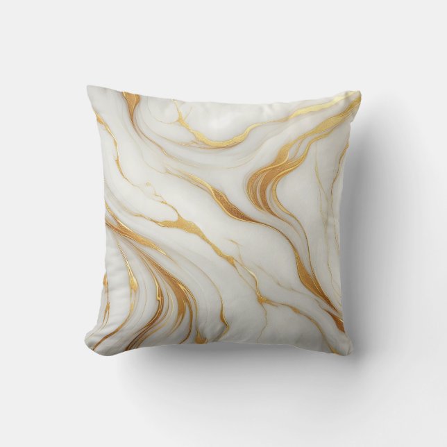 Cojín decorativo clásico de mármol blanco con vena (Anverso)