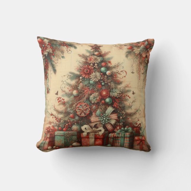 Cojín decorativo clásico del árbol de Navidad (Anverso)
