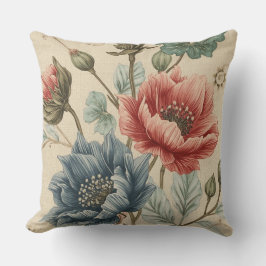 Cojín Decorativo Clásico, Elegante, Patrón de Flores de Oro Azul Ro