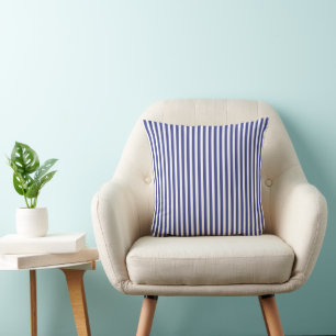 Cojín Decorativo Clásico elegante Patrón de franjas azul y blanco r