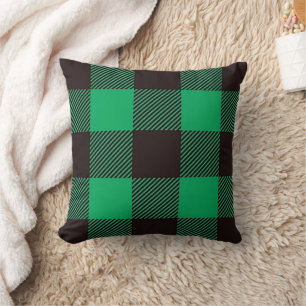 Cojín Decorativo Clásico Granero Verde de Plaid de Búfalo