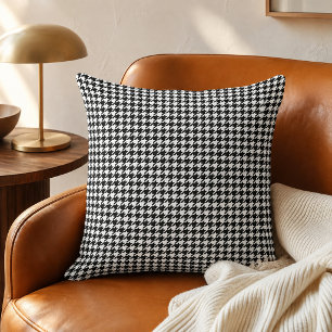 Cojín Decorativo Clásico Houndstooth Blanco y Negro