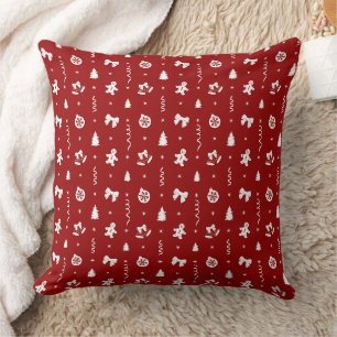 Cojín Decorativo Clásico Jengibre Rojo y Blanco Navidad