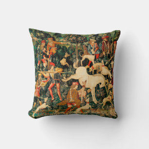 Cojín Decorativo Clásico medieval de Tapestries de Unicornio defien