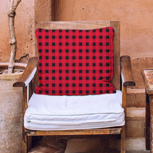 Cojín Decorativo clásico moderno cuadros de búfalo rojos y negros