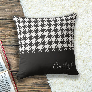 Cojín Decorativo Clásico Moderno Houndstooth Negro y Blanco