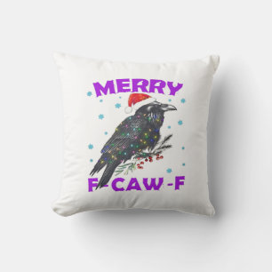Cojín Decorativo Clásico Navideño de Cuervo Divertido Estilo Vintag