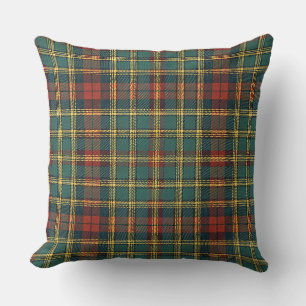 Cojín Decorativo Clásico patrón de cuadros escoceses rojo y verde