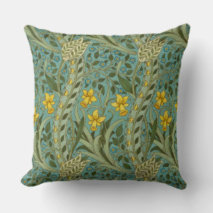 Cojín Decorativo Clásico patrón floral de narciso de William Morris