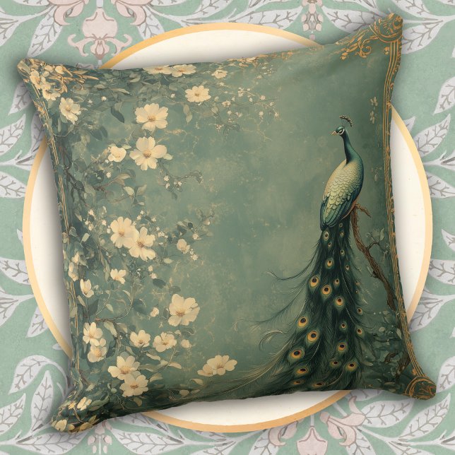 Cojín Decorativo Clásico Pavo Real Floral (Subido por el creador)