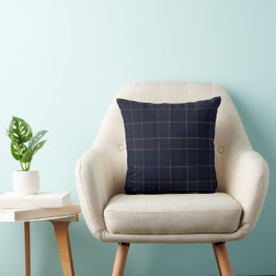 Cojín Decorativo Clásico Plaid de Navidad Azul Marino