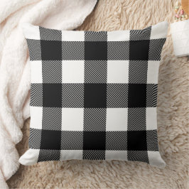 Cojín Decorativo Clásico Plaid de Navidad en negro y blanco de Búfa