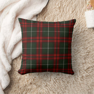 Cojín Decorativo Clásico Plaid Rojo y Verde de Navidad