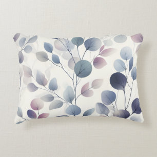 Cojín Decorativo Clásico Rubor & Blue Leaf Watercolor Arte Botánico