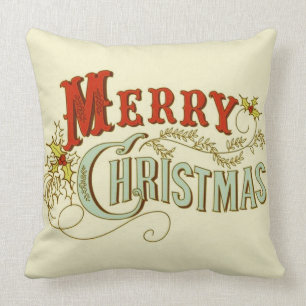 Cojín Decorativo Clásico Rústico y Feliz Navidad Tradicional