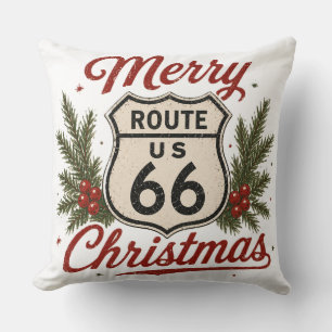 Cojín Decorativo Clásico Ruta 66 Navidad Estilo Hogareño
