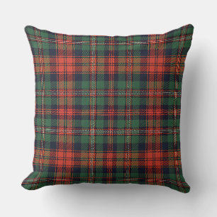 Cojín Decorativo Clásico Tartán Escocés Rojo y Verde Patrón de Cuad