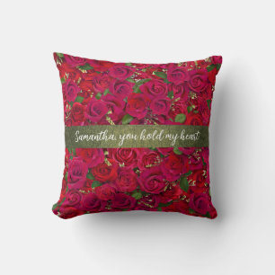 Cojín Decorativo Clásico Tema de Amor de Rosa Roja Romántica