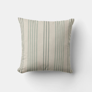 Cojín Decorativo Clásico Verde Salvia Patrón de Raya de Ticking