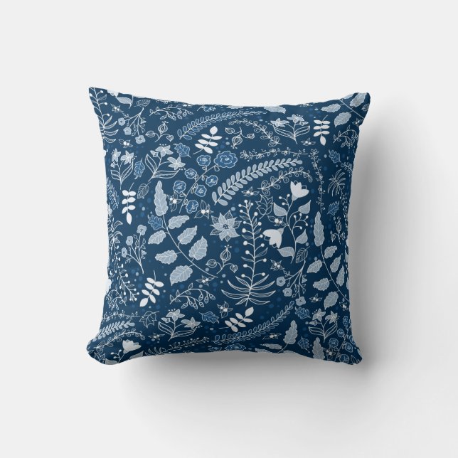 Cojín Decorativo Clásicos Blues Hues | Boho Floral (Anverso)
