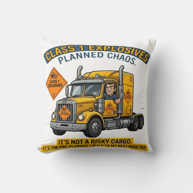 Cojín Decorativo Class 1 Explosives Trucker Gift | Funny ADR Hazard (Anverso)