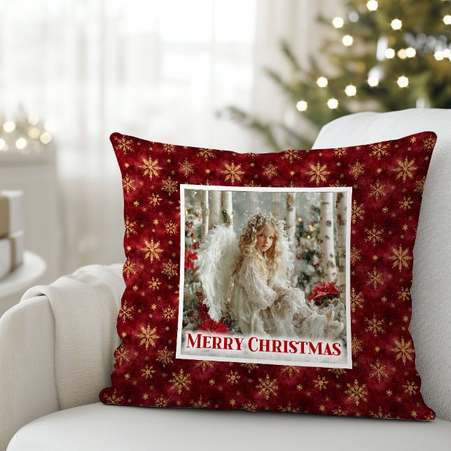 Cojín Decorativo Classic Angel Red Gold Personalized Best Christmas (Classic Angel Red Gold Personalized Best Christmas Pillow

)