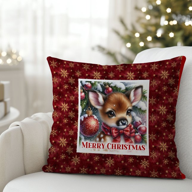 Cojín Decorativo Classic Baby Fawn Winter Scene Kids Room Decor  (Classic Baby Fawn Winter Scene Kids Room Decor Christmas Pillow

)