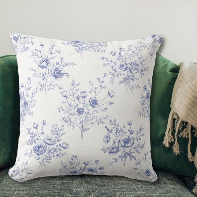 Cojín Decorativo Classic Blue Flowers Pattern French blue toile (In situ)