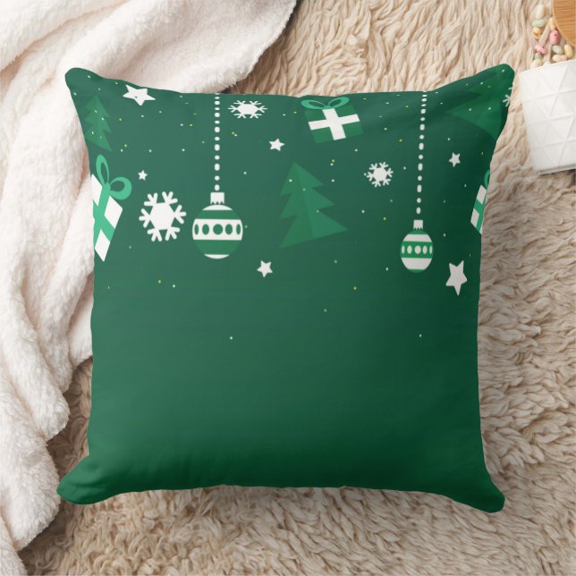 Cojín Decorativo Classic Christmas Icons – Green Holiday Pillow (Manta)