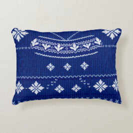 Cojín Decorativo Classic Cobalt Blue & White Nordic Snowflake Knitt