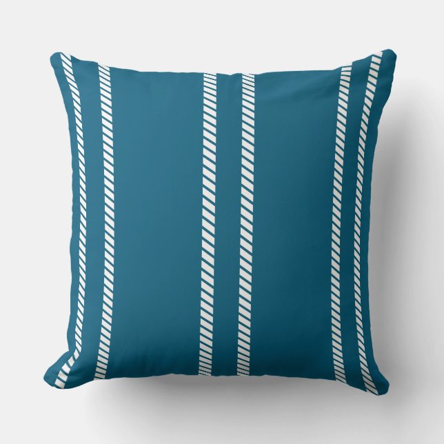 Cojín Decorativo Classic Dark Teal with Stripes Throw Pillow (Anverso)