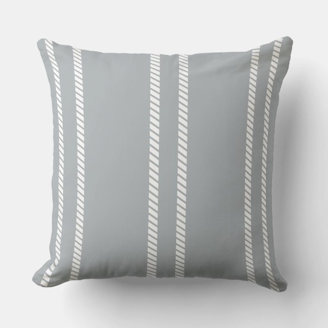 Cojín Decorativo Classic Dove Grey with Stripes Throw Pillow (Anverso)