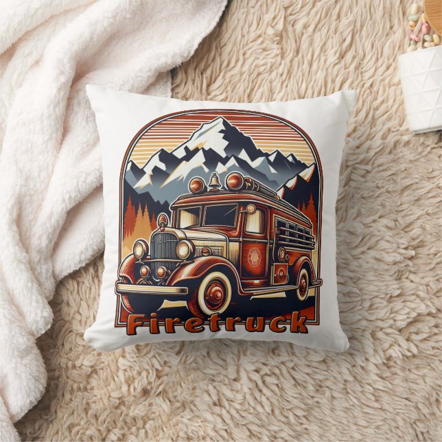 Cojín Decorativo Classic Fire Truck & Mountain (Manta)