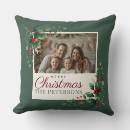 Cojín Decorativo Classic Green Botanical Photo Christmas Pillow