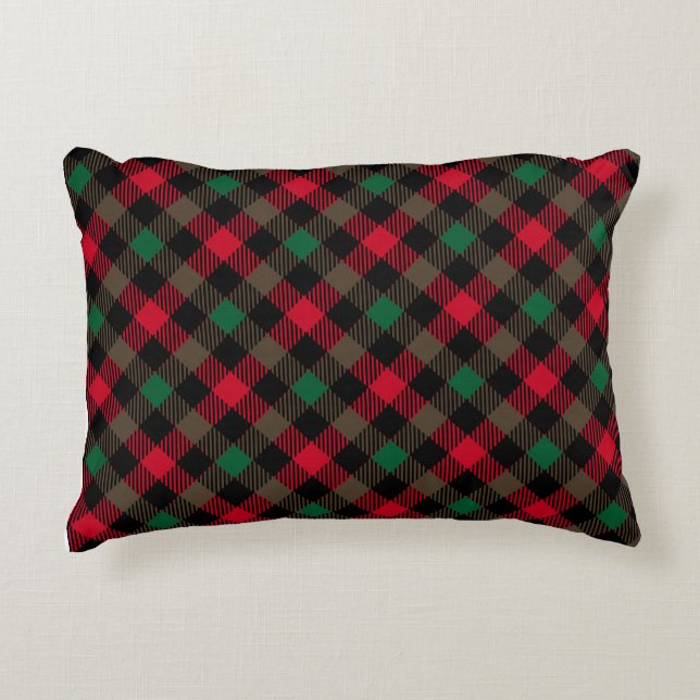 Cojín Decorativo Classic Holiday Plaid – Cozy Christmas Pillow  (Anverso)