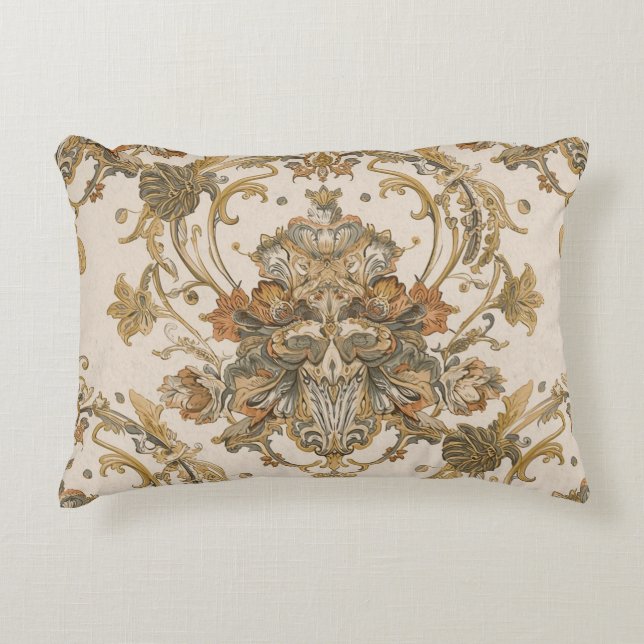 Cojín Decorativo Classic, Luxury Ornament, Gold Beigi Grey (Anverso)