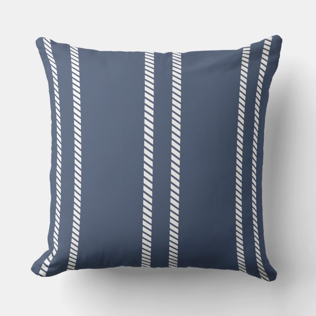 Cojín Decorativo Classic Marine Blue with Stripes Throw Pillow (Anverso)